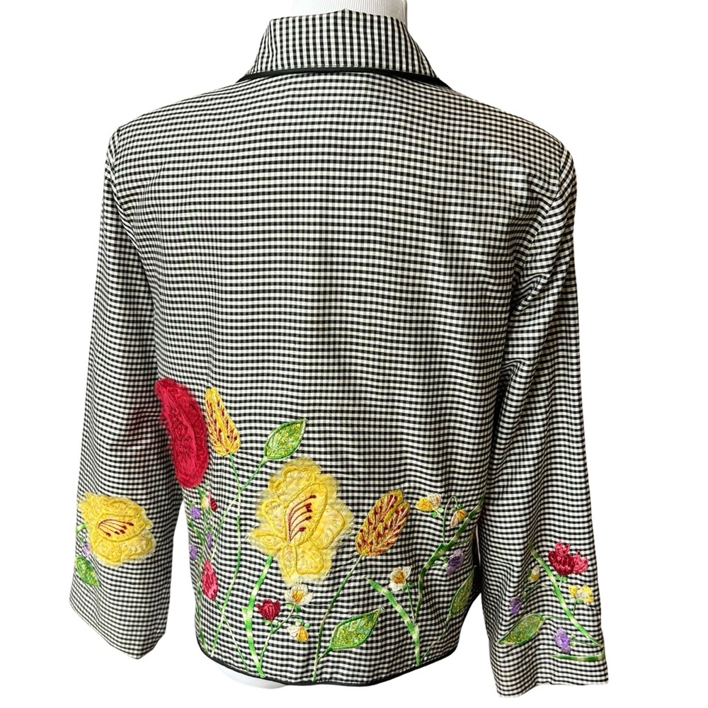 Vintage ANAGE jacket: gingham, embroidered, beaded, sequined, floral details - Picture 4 of 17